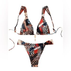 RoseSeek Two Piece Bikini Swimsuit Women’s Size XXS Animal Print Sexy